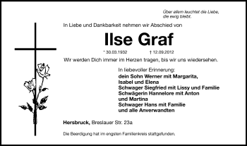 Traueranzeige von Ilse Graf von Hersbrucker Zeitung